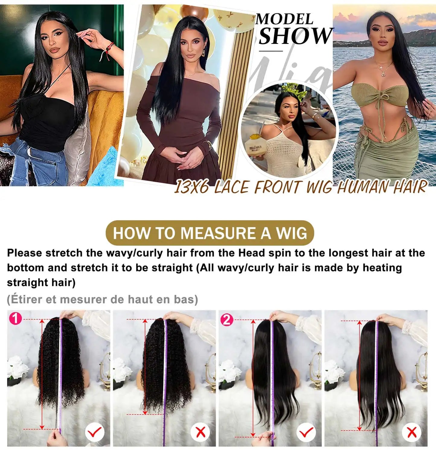 40 50 Inch Straight Human Hair Wig 13x6 HD Lace Frontal Human Hair Wigs 250 Density Remy Pre Plucked Lace Front Closure Wig