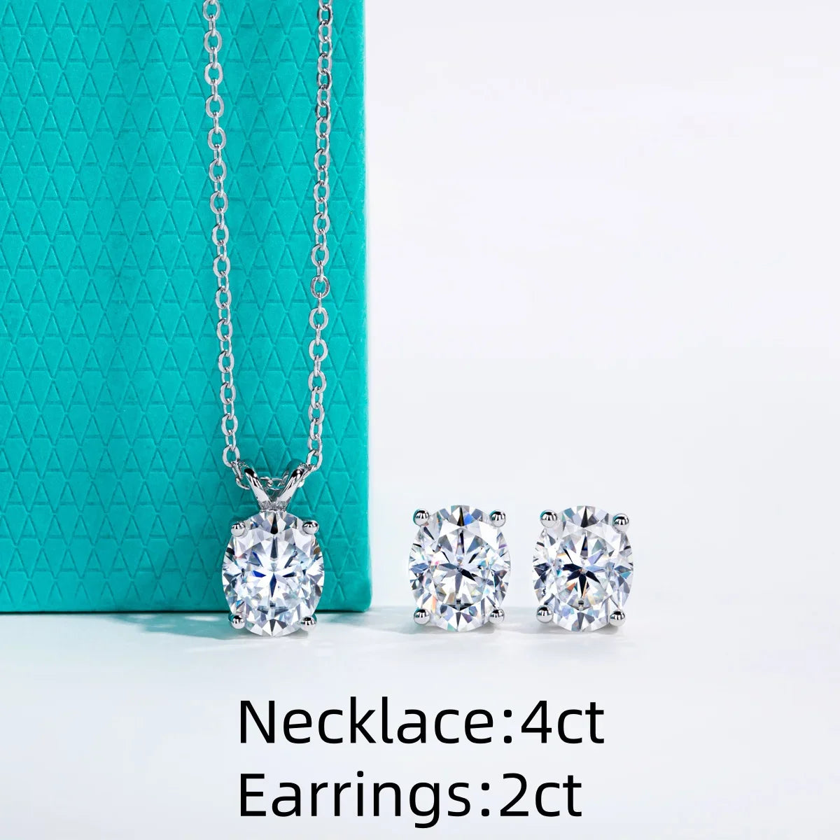 2-5ct Oval Moissanite Necklace 0.5-3ct Earrings 925 Sterling Silver 18k Gold Plated Wedding Jewelry Set Woman Gifts