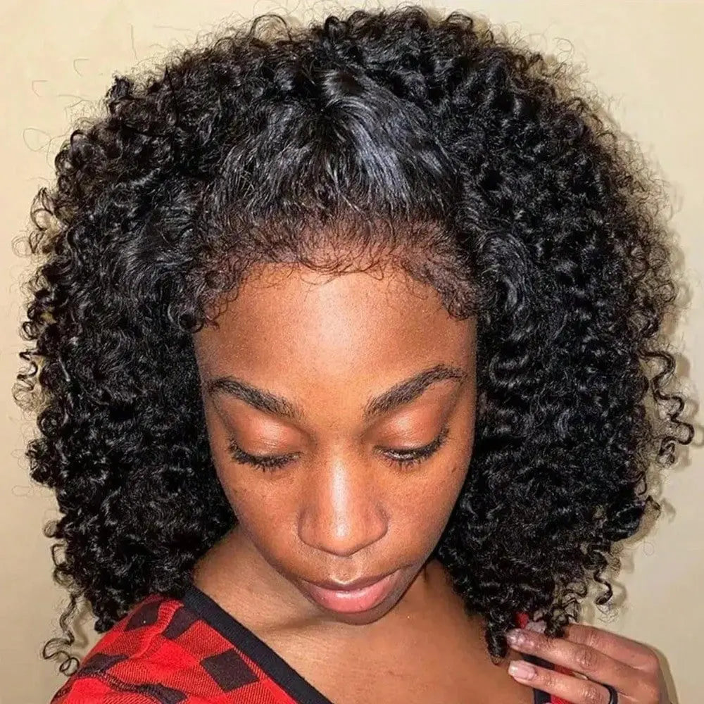 13x4 Curly Lace Front Human Hair Wig Brazilian Hair Pre Plucked Baby Hair Ear to Ear HD Lace Natural Color Full Edges Look