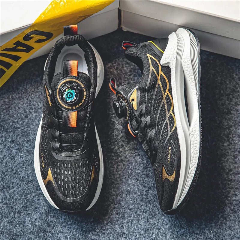 Summer Breathable Casual Sports Shoes for Men, New Fashionable and Versatile Breathable Mesh Rotating Buckle Running Shoes Suitable for Outdoor Sports and Daily Wear