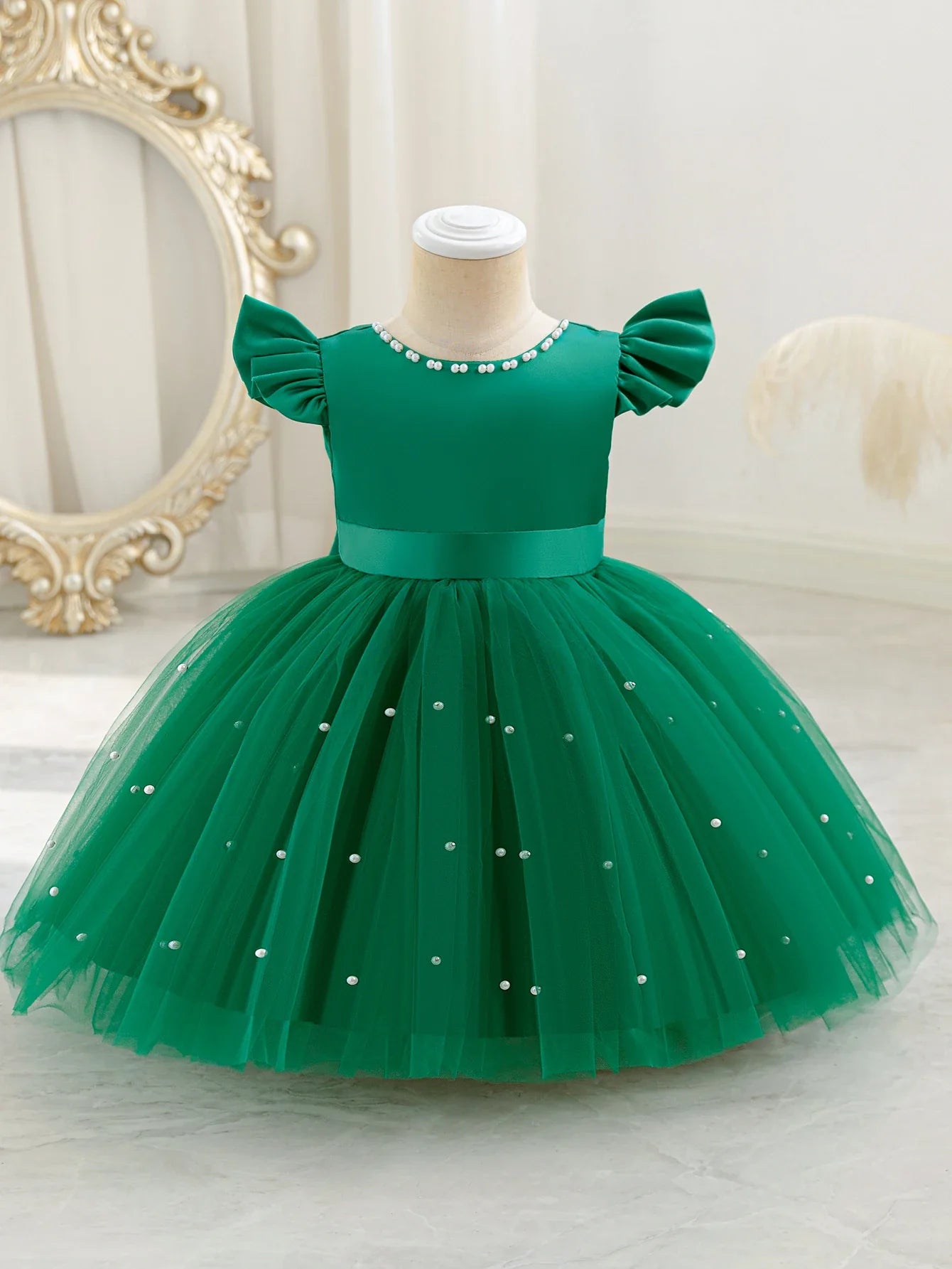 Children's dress Princess dress Western style children's wear new dress female fluffy skirt beading design Princess dress party