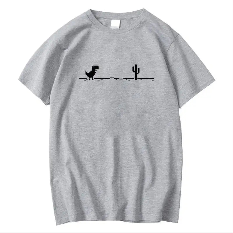 Men's High Quality 100%Cotton Funny Dinosaur Print T Shirt Loose O-neck Summer Cool Men Tshirt Short Sleeve T-shirt Male Tee Top