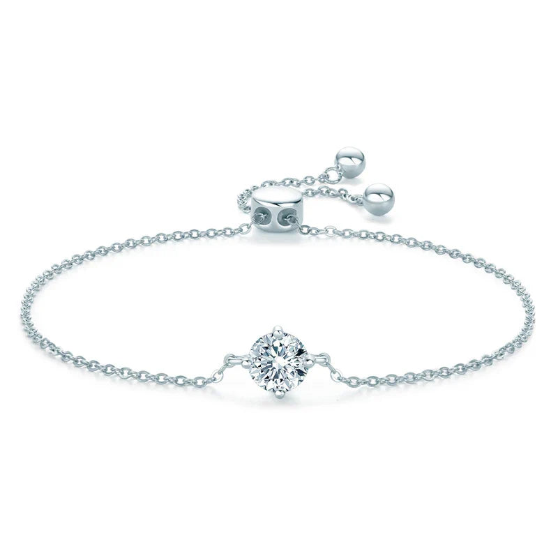 Real 6.5MM 1 Carat D Color Moissanite Bracelets For Women 100% 925 Sterling Silver Sparkling Wedding Party Fine Jewelry