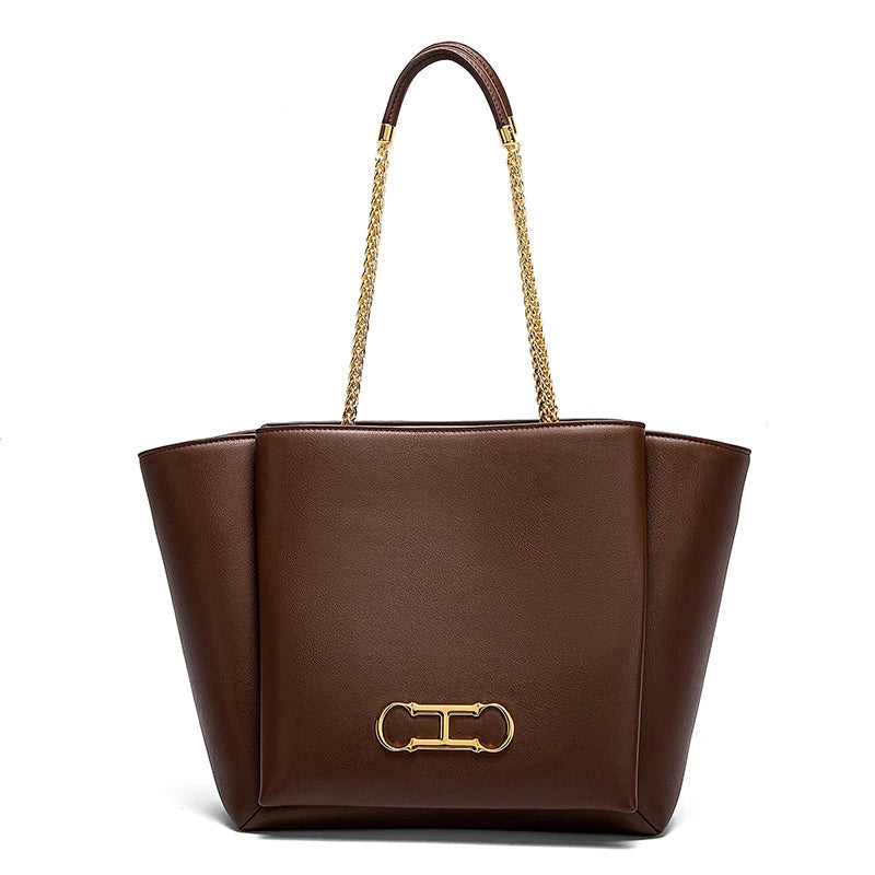 Women's Tote Bag 2026 Spring New Brown Magnetic Buckle Storage Bag Large Capacity Commuter Chain Bag