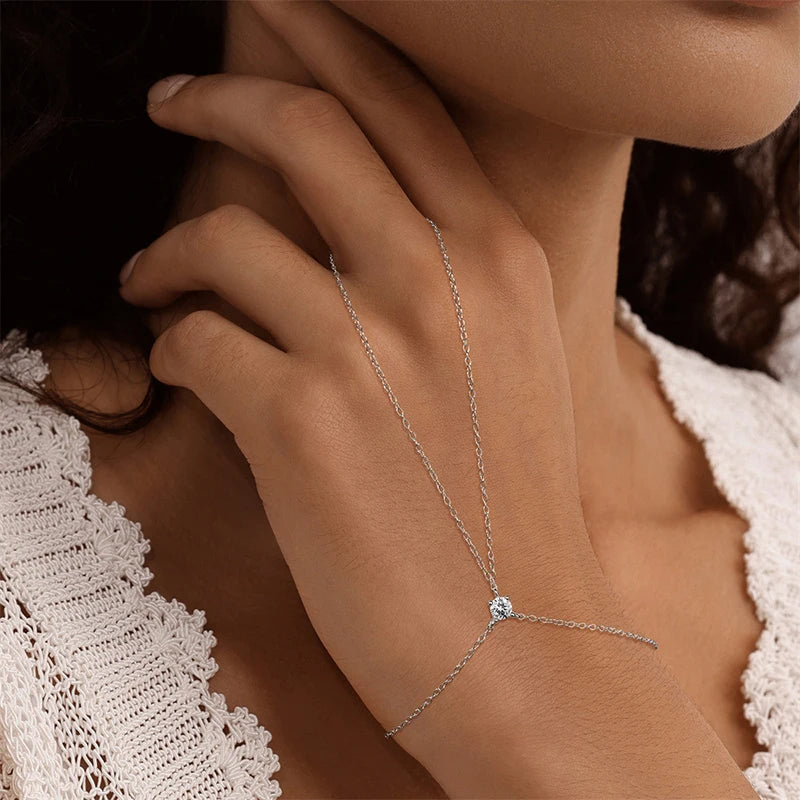 4mm Moissanite Ring Bracelet for Women Elegant S925 Sterling Silver Adjustable Chain Lab Diamond Jewelry Birthday Gifts