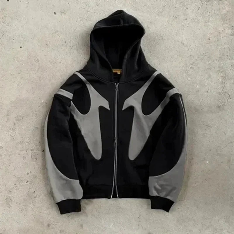 American Retro Letter Printed Devil Pattern Hoodie Y2k Harajuku Casual Couple Zipper Hoodies Sweatshirt Fashion Street Clothing