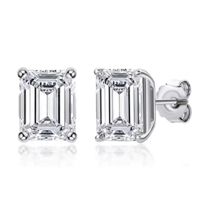 D Color Princess Cut Moissanite Earring s925 Sterling Sliver Plated with 18k White Gold Earrings for Women Fine Jewelry