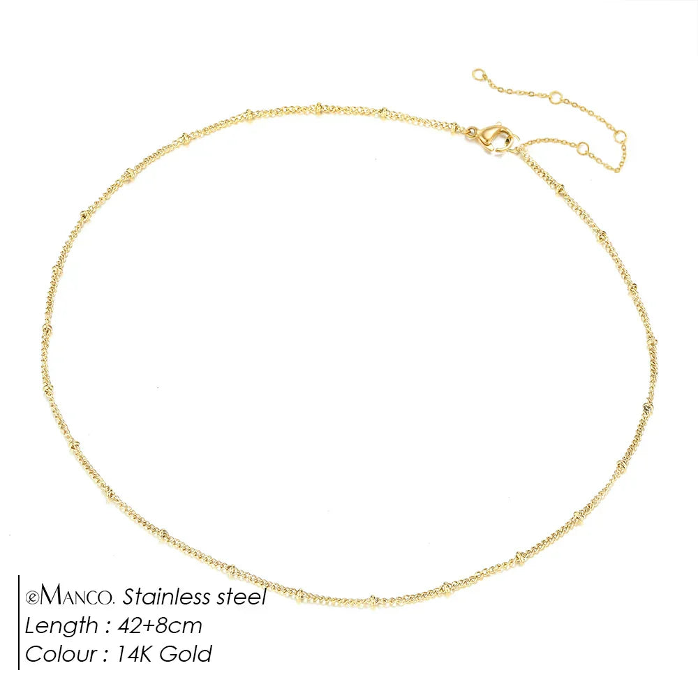 Gold Color Stainless Steel Chain Choker Necklace Women Chain Necklace Sets for Women gift