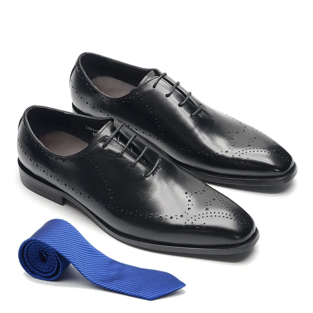 Luxury Italian Mens Wedding Dress Shoes Genuine Leather Handmade Brogue Wingtip Oxford Shoes Black Brown Formal Shoes for Men