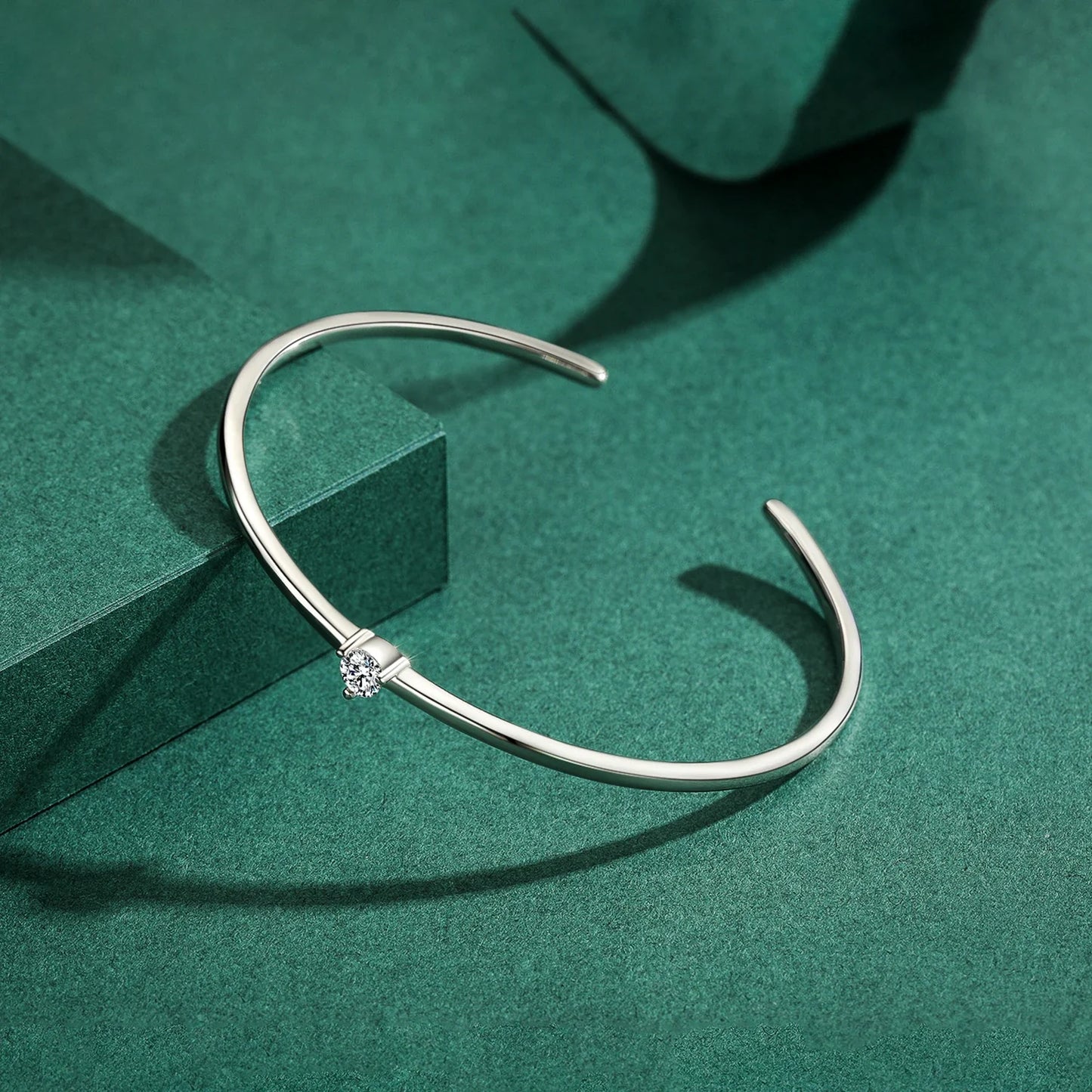 100% Real 925 Sterling Silver Round Clear Ten Heart CZ Open Bracelet For Women Fine Jewelry Charm Adjustable Bangle Gifts