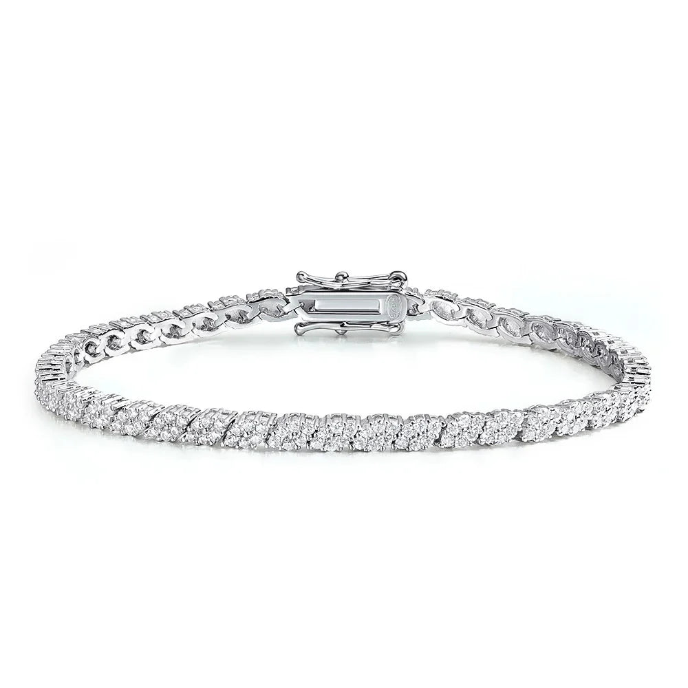 18K Plated All Moissanite Tennis Bracelet for Women Lab Created Diamond Chain 925 Sterling Silver Wholesale Jewelry