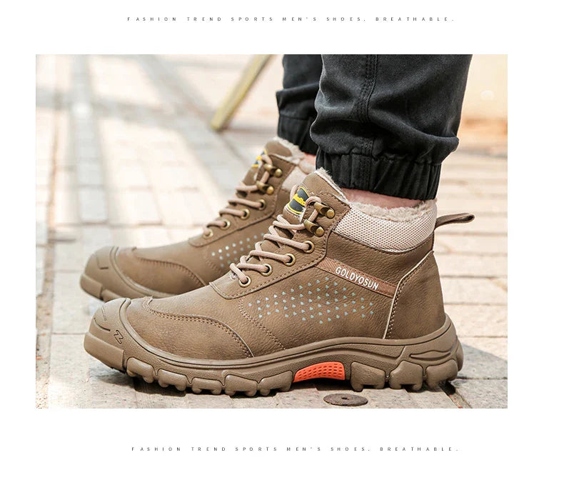 New Winter Thickened Wool Work Safety Shoes For Men Steel Toe Cap Work Boots Non Slip Security Shoes Male Snow Boots