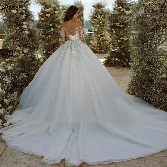 Wedding Dresses A-Line Tulle Tiered Bridal Gowns Lace Appliques Gorgeous Princess Robes Vestidos De Novia Customized