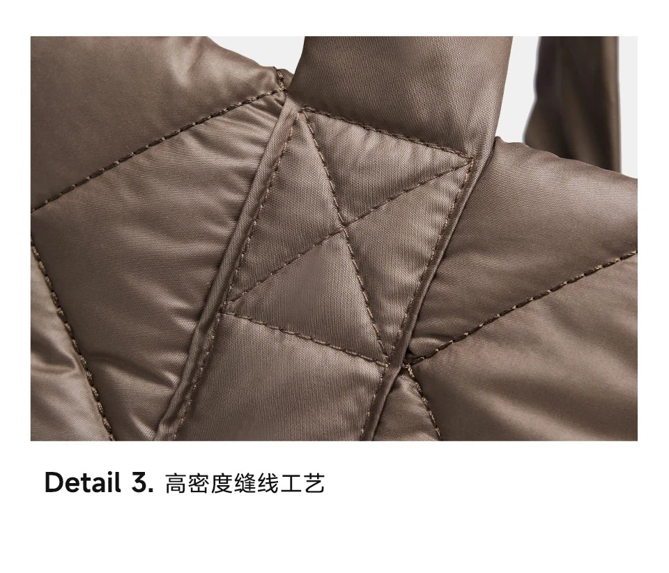 Large Soft Puffer Bag Women Big Size College Students Laptop Book Quilted Tote Bag Lady Down-filled Shopping School Bags