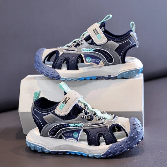 Kids Closed-Toe Sport Sandals, Breathable Mesh Non-Slip Summer Shoes for Boys, Lightweight Casual Beach Hiking Sandals Children