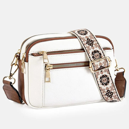 Ladies' Small Square Bag Two-tone Leather Crossbody Bag Large-capacity PU Crossbody Wallet Multi-functional Small Square Bag