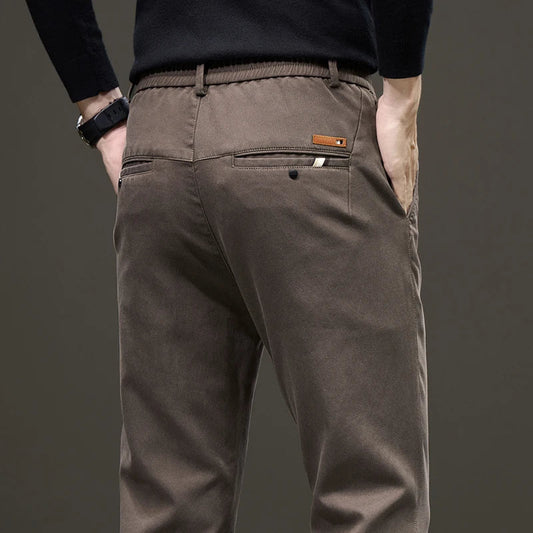 Business Straight Men's Pants Fashion Comfortable Brand Lyocell Soft Trousers Classic Simple Regular Solid Color Slim Pants