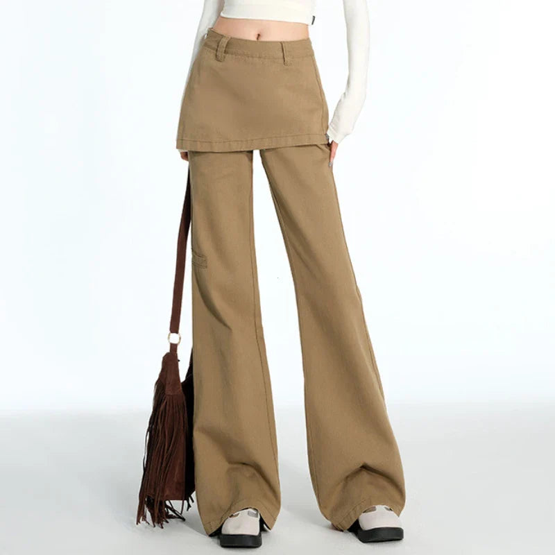 Plus Size Retro Fake Two-Piece Fart Curtain Jeans
