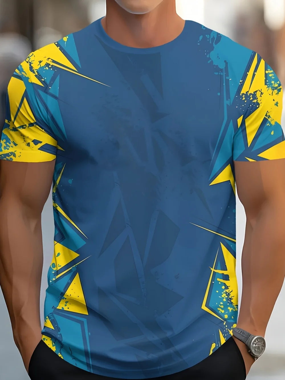 Plus Size Men's 3D Print T-Shirt Summer Casual Round Neck Short Sleeved Top Running Fitness Exercise High-End T-Shirts for Men