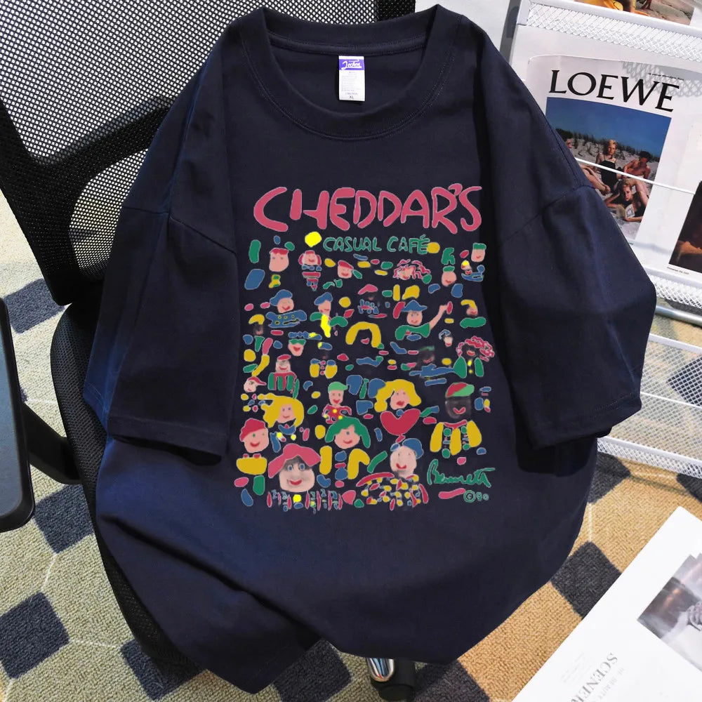 Summer Casual Young Short-sleeved Cartoon Printed Round Neck T-shirt Short-sleeved Large-size Universal Top for Men and Women