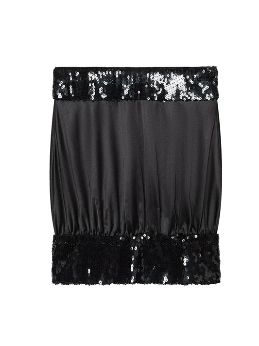 Chic Sequins Strapless Top For Women Holiday Party Tube Tops Chic Off Shoulder Fashion Solid Summer New Ladies Club Wear