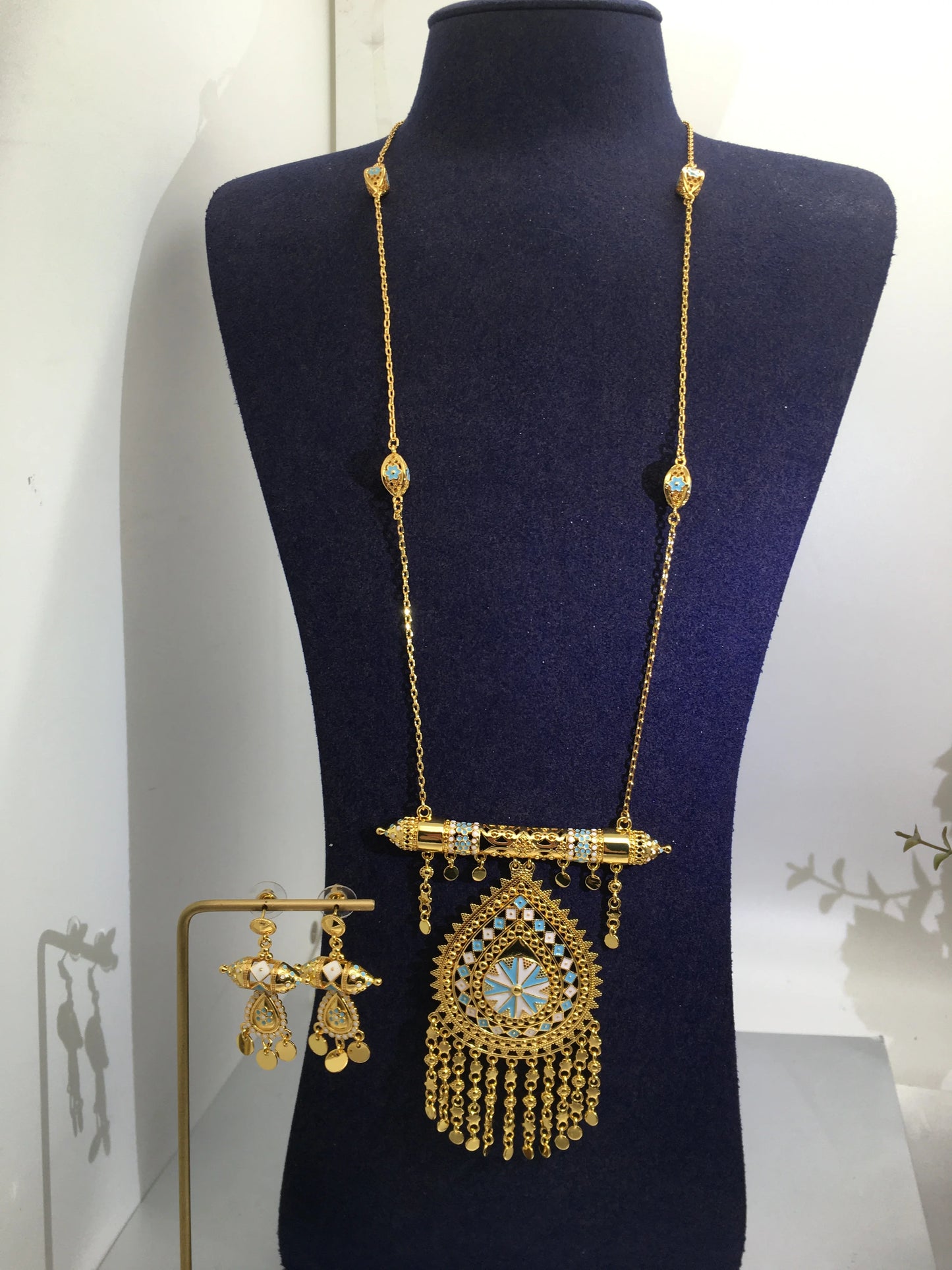Trendy Fashion2PCS Luxury Waterdrop Indian Jewelry Sets For Women Wedding Party Indian Dubai Bridal jewelry Set