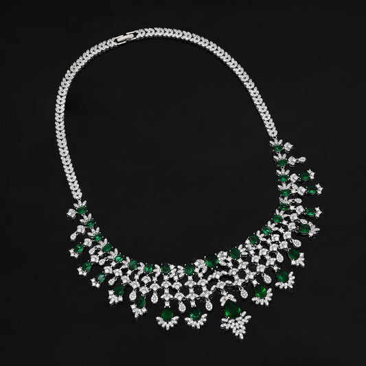 2024 New 4-piece Bridal Cubic Zirconia Full Set Women's Party Jewelry Set, Deluxe Dubai Nigeria Crystal Wedding Jewelry Set