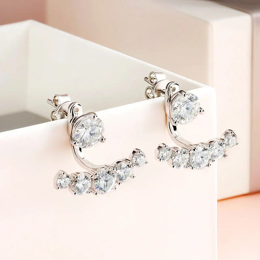 4.6CTTW Full Moissanite Stud Earrings for Women Sparkly Simulated Diamond S925 Sterling Silver Ear Jewelry Christmas Gift
