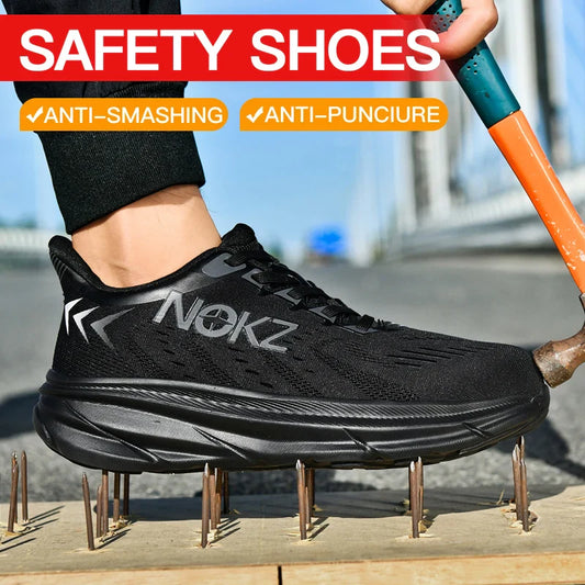 New Men Safety Shoes Work Shoes Anti-impact Steel Toe Sneakers Steel Wear-resistant Protective Breathable Sneakers Construction