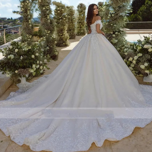 Flavinke Customized Women's Wedding Dresses Lace Applique Princess Bridal Gowns Formal Beach Party Ball Gown Vestidos De Novia