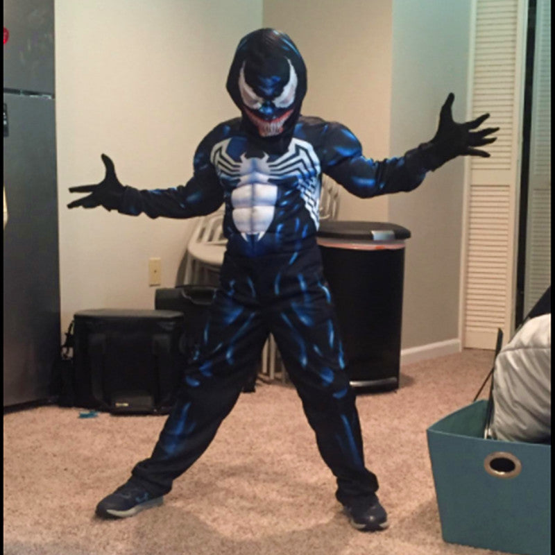 Kids Superhero Black Spider Costume Ghost Costume Onesie 3D Spandex Unisex Jumpsuit Bodysuit for Kids Halloween Cosplay