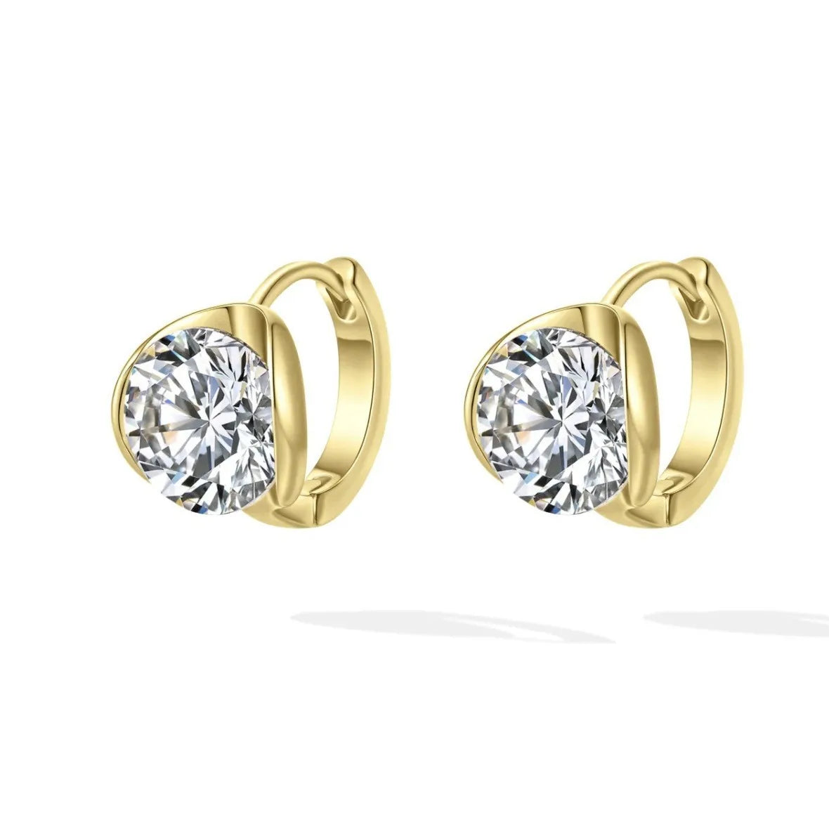 2/3Carat Moissanite Hoop Earrings for Women S925 Silver Sparkling Diamond Half Bezel Set Huggie Ear Buckles with Certificate