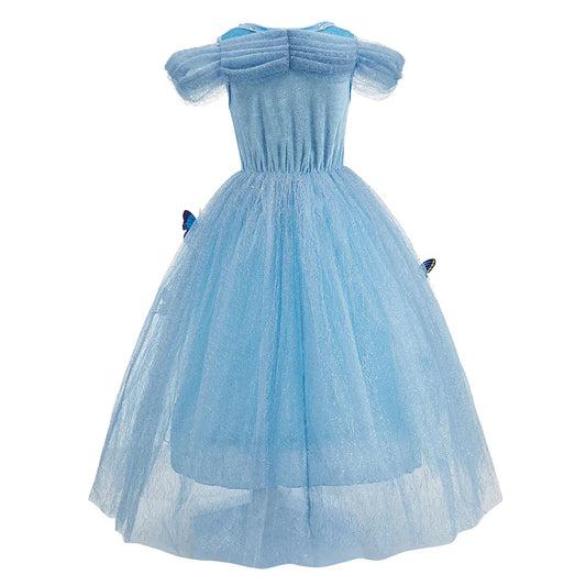 Girl Cinderella Dress Children Summer Christmas Fancy Clothes Kids Birthday Ruffle Cosplay Costume Princess Performance Disguise