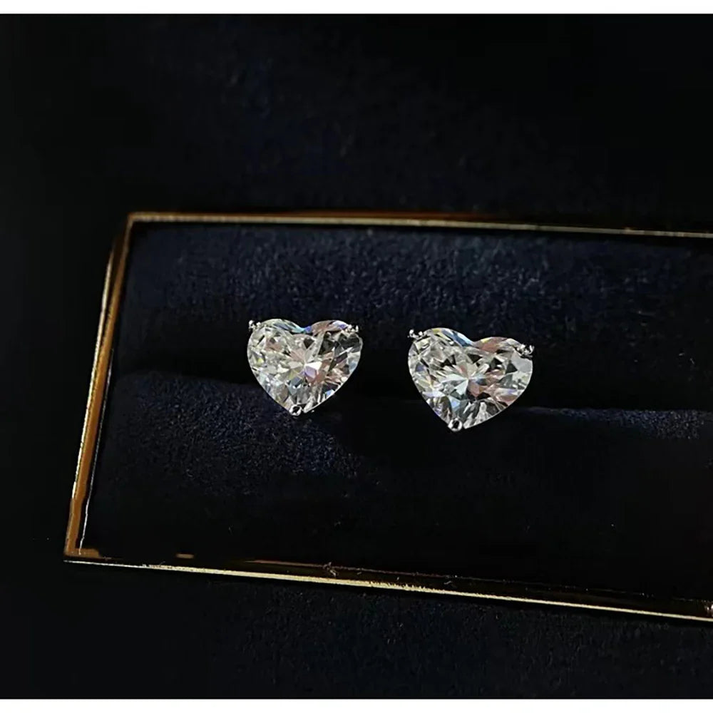 Heart Shape Moissanite Stud Earrings for Women Men 1/2/4carat Certified Lab Diamond Ear Studs S925 Silver Plated 18k Gold