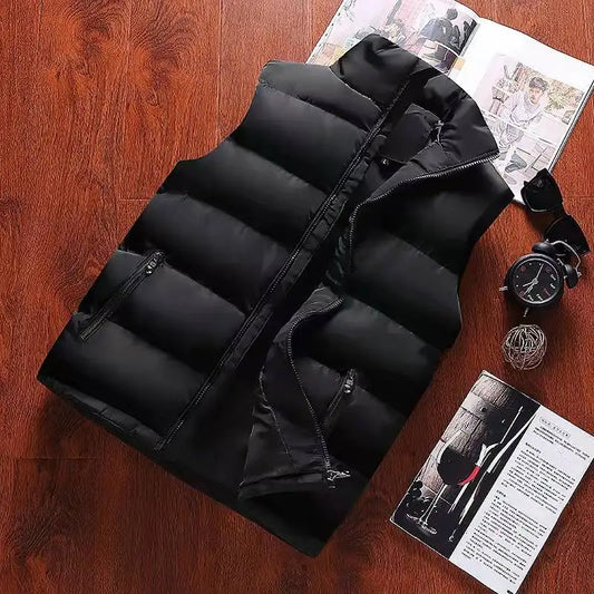 White Vest Jacket Men Slim Fit Stand Collar Sleeveless Puffer Jackets Spring Autumn Casual Waistcoat Men Warm Coat 2023 Trends