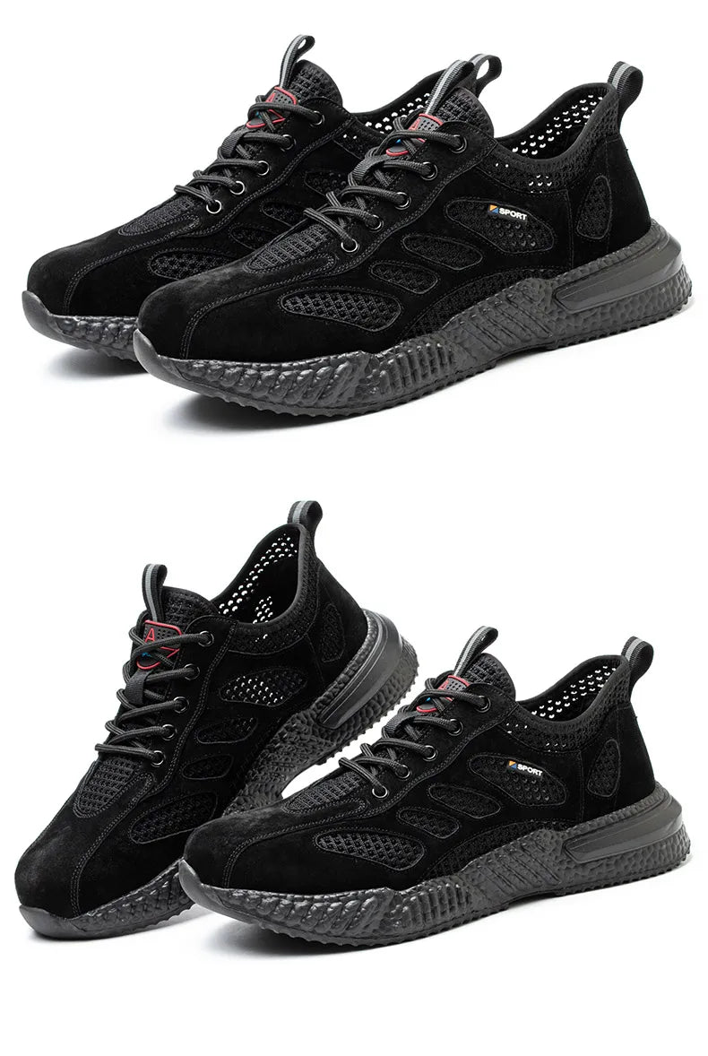 Summer Work Shoes with Protection Breathable Lightweight Safety ShoesSteel Toe Cap Working Male Construction Work Mesh Sneakers