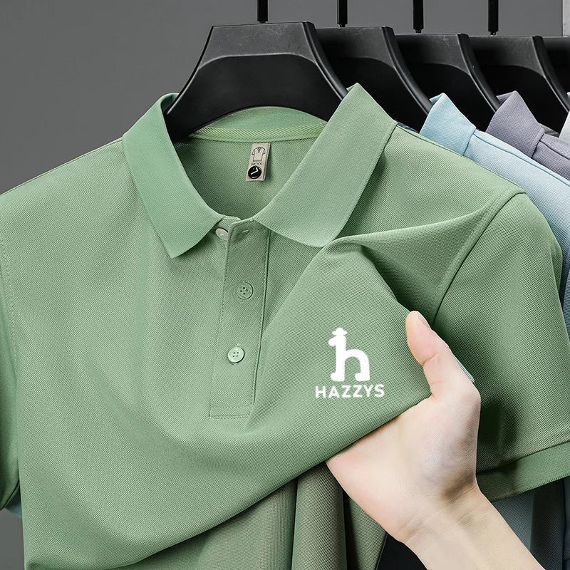 New Men's High End Brand Lape Short Sleeved Polo Shirt Summer Fashion Letter Print T-Shirt Casual Business Office Men's Clothing