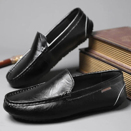 Fashion Leather Men Casual Shoes Italian Brand Formal Men Loafers Moccasins Breathable Slip on Soft Driving Shoes Plus Size 47