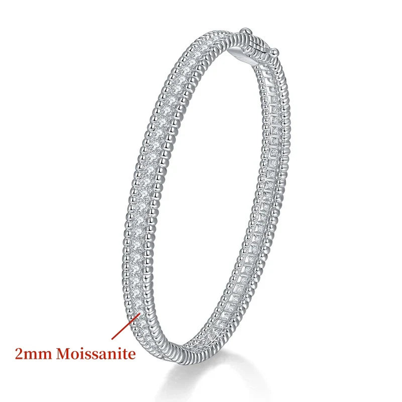 2mm Certified Moissanite Bangles For Women S925 Silver Trendy Wedding Party Bracelets 18K Gold Plated Fine Jewelry Gifts