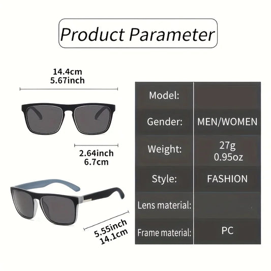 2pcs Square Gradient Mutipcolor Polarized Sunglasses Anti Glare Sun Shades For Summer Party Vacation Travel Driving Fishing