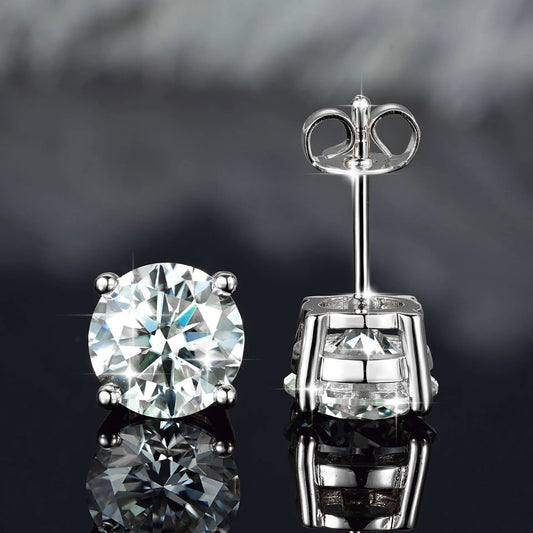 0.5/1/2 CT Real D VVS1 White Black Green Moissanite 100% 925 Sterling Silver Stud Earrings Sparking Fine Jewelry For Women
