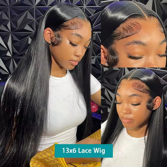 46 44 Inch Bone Straight Lace Frontal Human Hair Wigs Brazilian 250 Density 13x6 13x4 Transparent HD Lace Front Wigs For Women