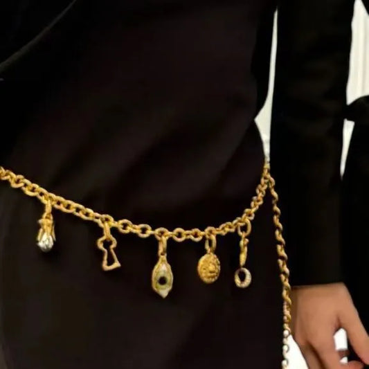 Summer new high-quality copper gold-plated necklace, waist chain and bracelet sets
