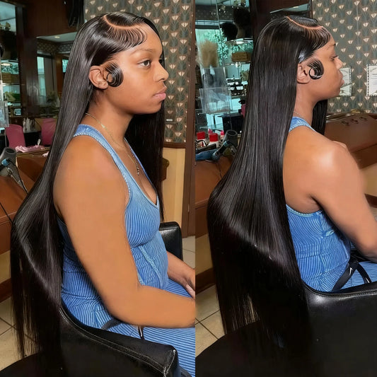 40 50 Inch Straight Human Hair Wig 13x6 HD Lace Frontal Human Hair Wigs 250 Density Remy Pre Plucked Lace Front Closure Wig