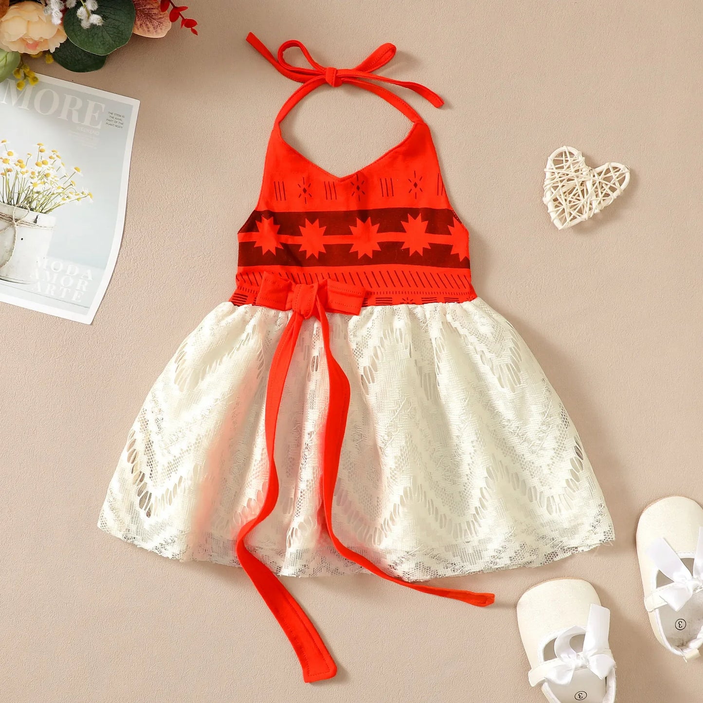 1-6 Yrs Little Moana Halter Sundress Baby Vaian Younger Sister Ocean Voyager Kid Summer Beach Hawaii Style Princess Casual Frock