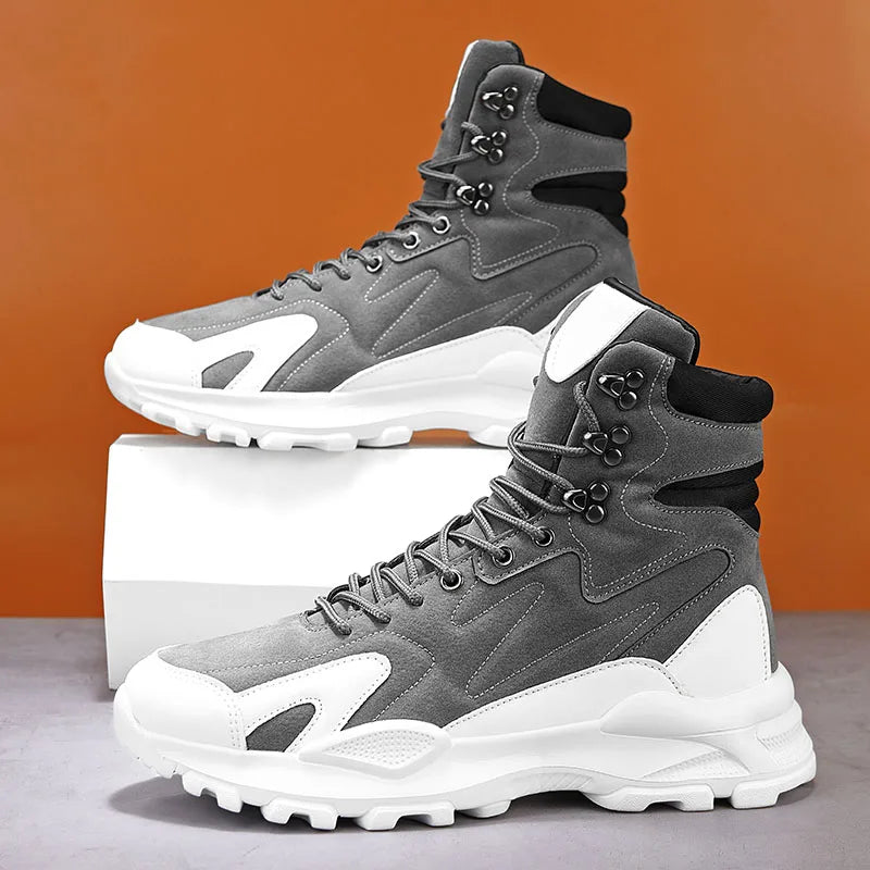 Fashion Men's Boots Comfortable Men Casual Shoes Breathable High Top Sneakers for Men Outdoor Non Slip Mens Ankle Boots Platform