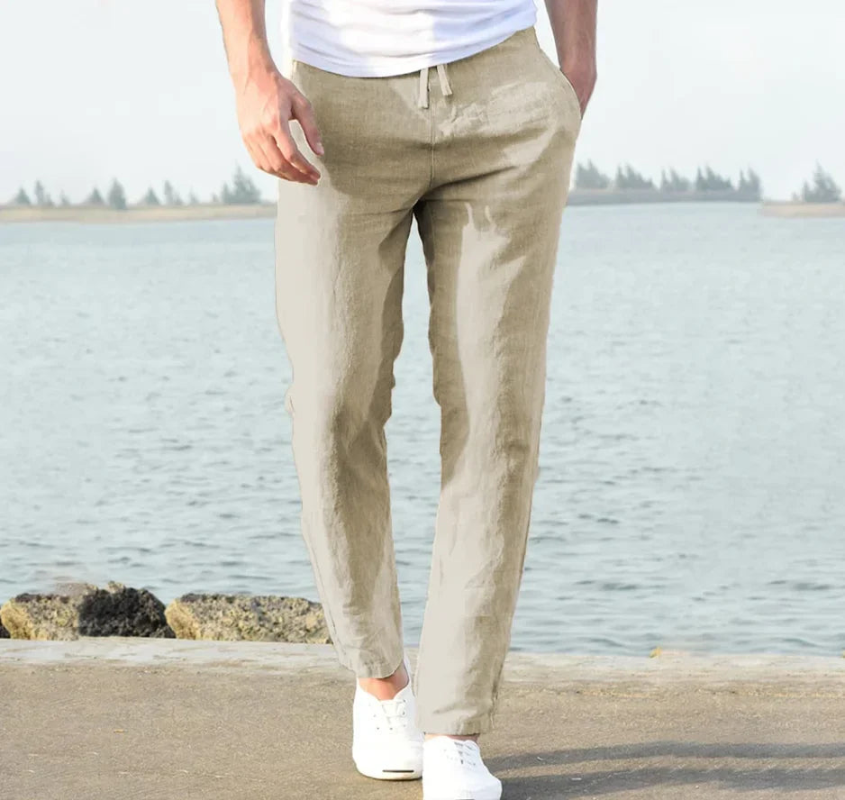 Men's cotton and linen pants, men's autumn new casual breathable solid color linen pants, fitness streetwear s-5XL