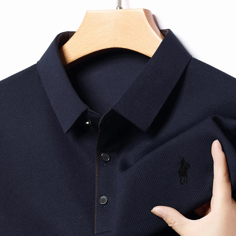 Spring and Autumn Pure Cotton Men's Long Sleeve Collar T-shirt Business Casual Fashion Comfortable Versatile Polo Shirt