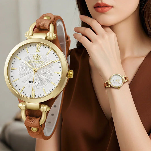 Vintage Ultra-thin Leather Strap Women Quartz Watch Fashion Ladies Wristwatches Clock Gift Reloj Mujer