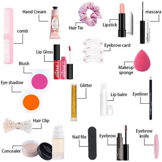 Surprise Gift Box Makeup Set for Girls – 20-Piece Face, Eye, and Lip Cosmetics and Beauty Tools Combination Set.
